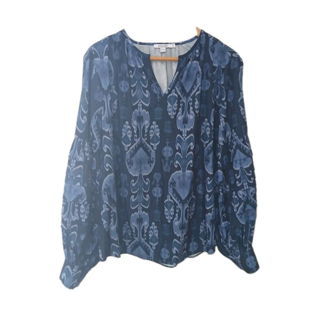 Chico's V Neck Popover Blouse